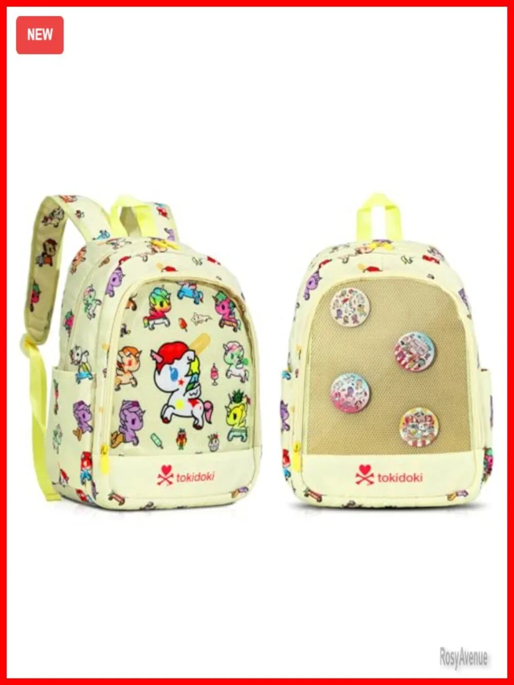 tokidoki Ita Backpack with 4 Unicorno Brooch Pins, Clear Window Display, Anime